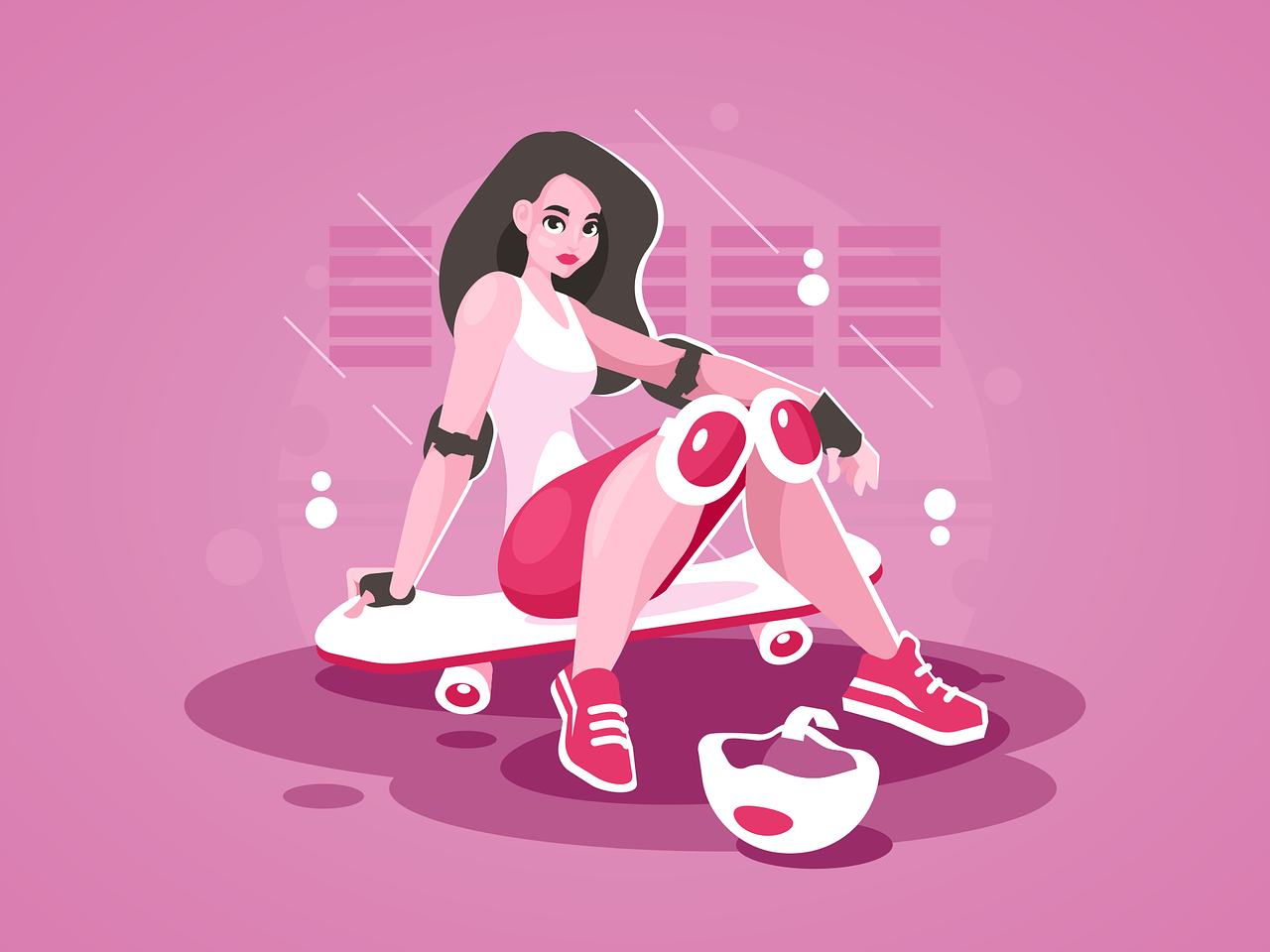 Roze meisje met skateboard